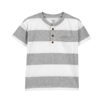 Carter´s - Remera henley de algodón, manga corta diseño a rayas | +9M