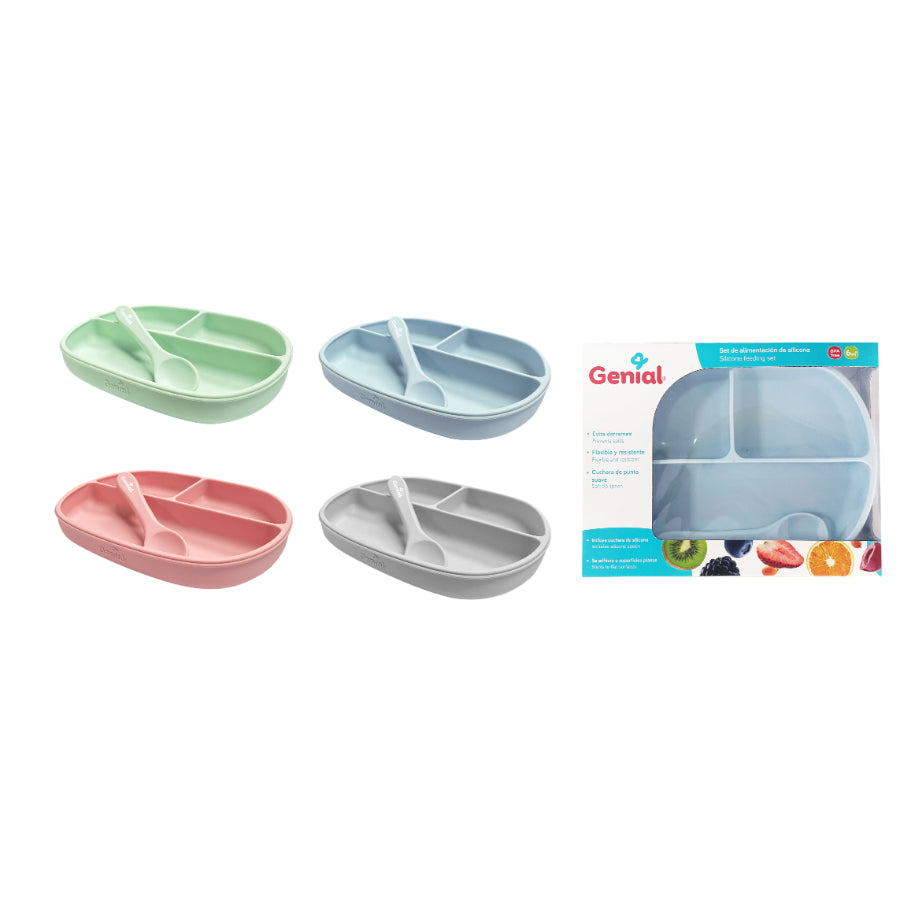 Genial - Plato de silicona con cucharita