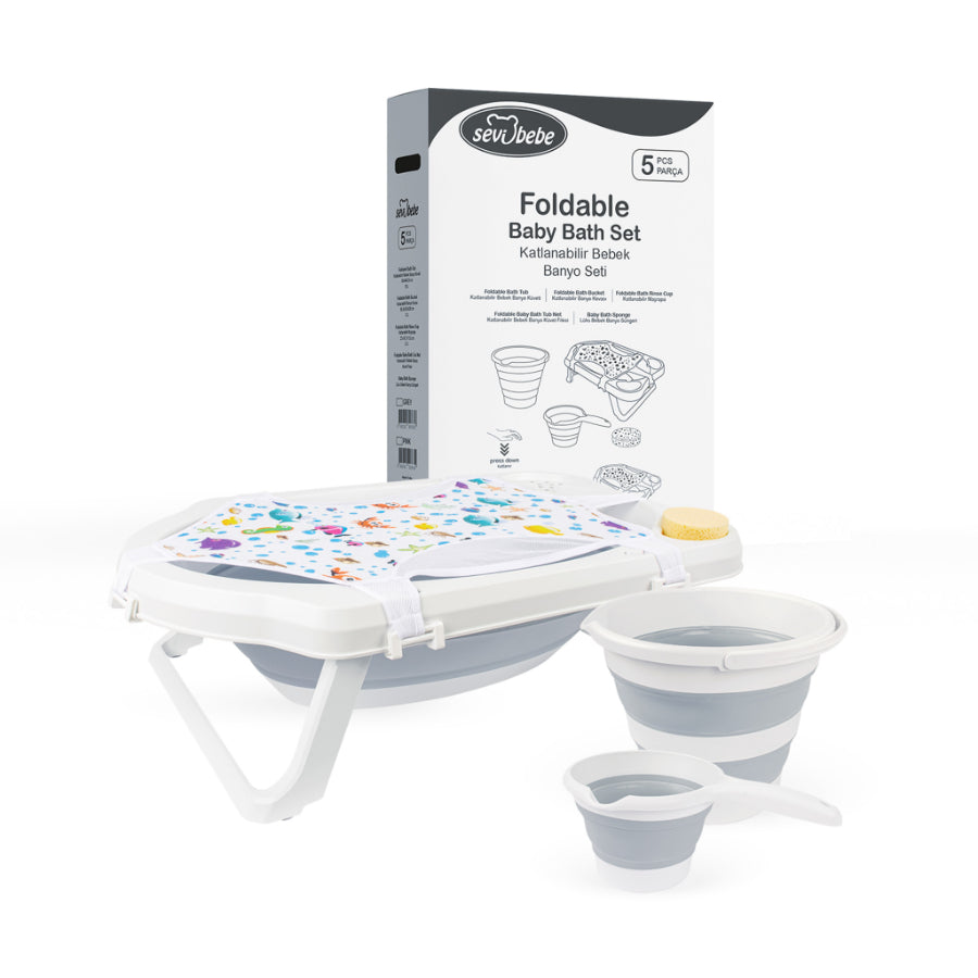 Sevi Bebe - Bañera plegable con tapón | 5 piezas