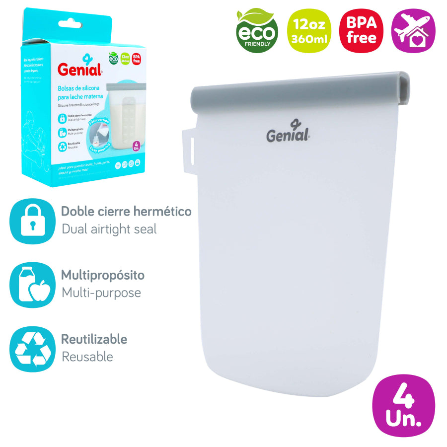 Genial - Bolsa de silicona para leche materna