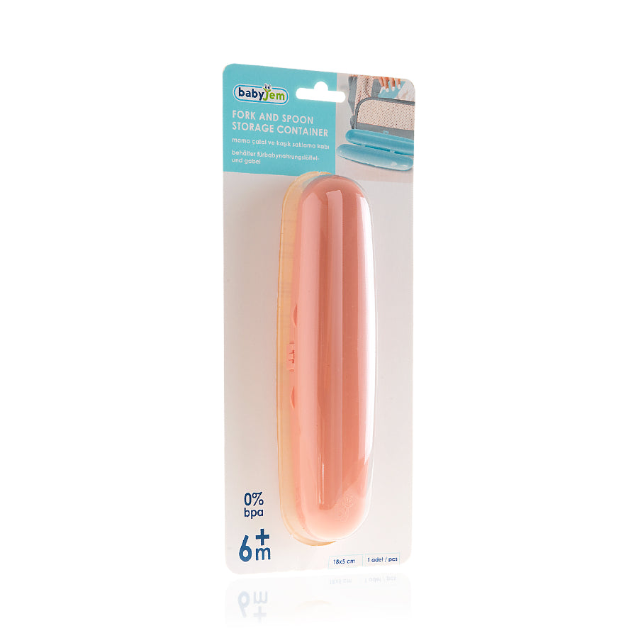 BabyJem - Estuche de viaje de plástico para tenedor y cuchara | Naranja
