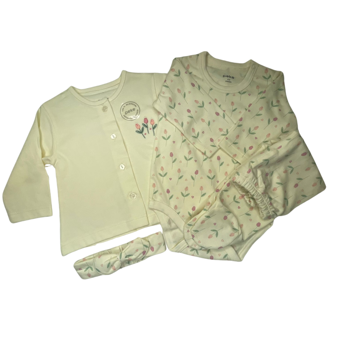 B4baby - Conjunto para niña 3 pack | Tulipanes 3M