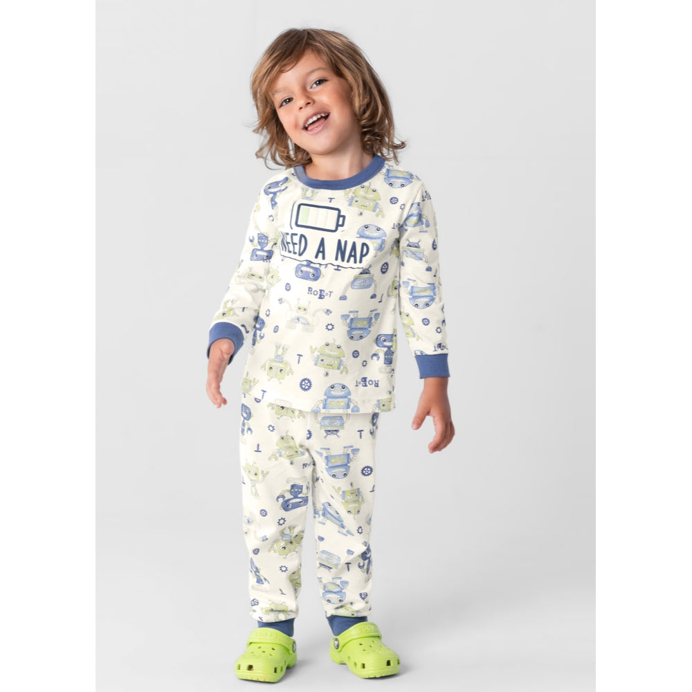 Brandili - Pijama robot estampado que brilla en la oscuridad | +24M