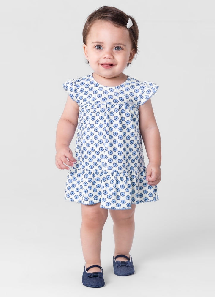 Brandili - Vestido blanco con azul | +12M