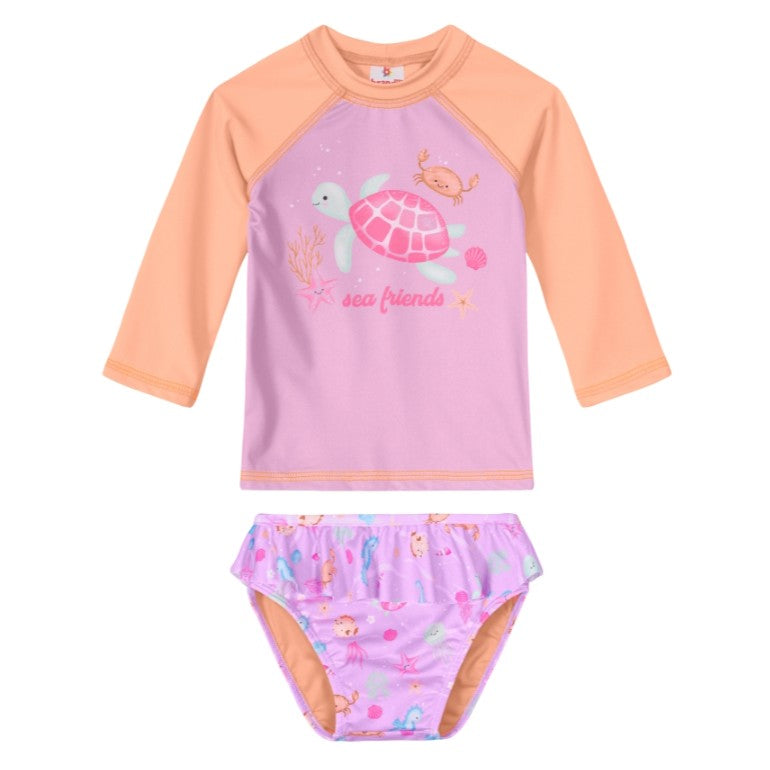Brandili- Conjunto bañador manga larga para niña | +2 año
