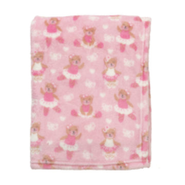 Manta infantil de franela estampada con oso rosa