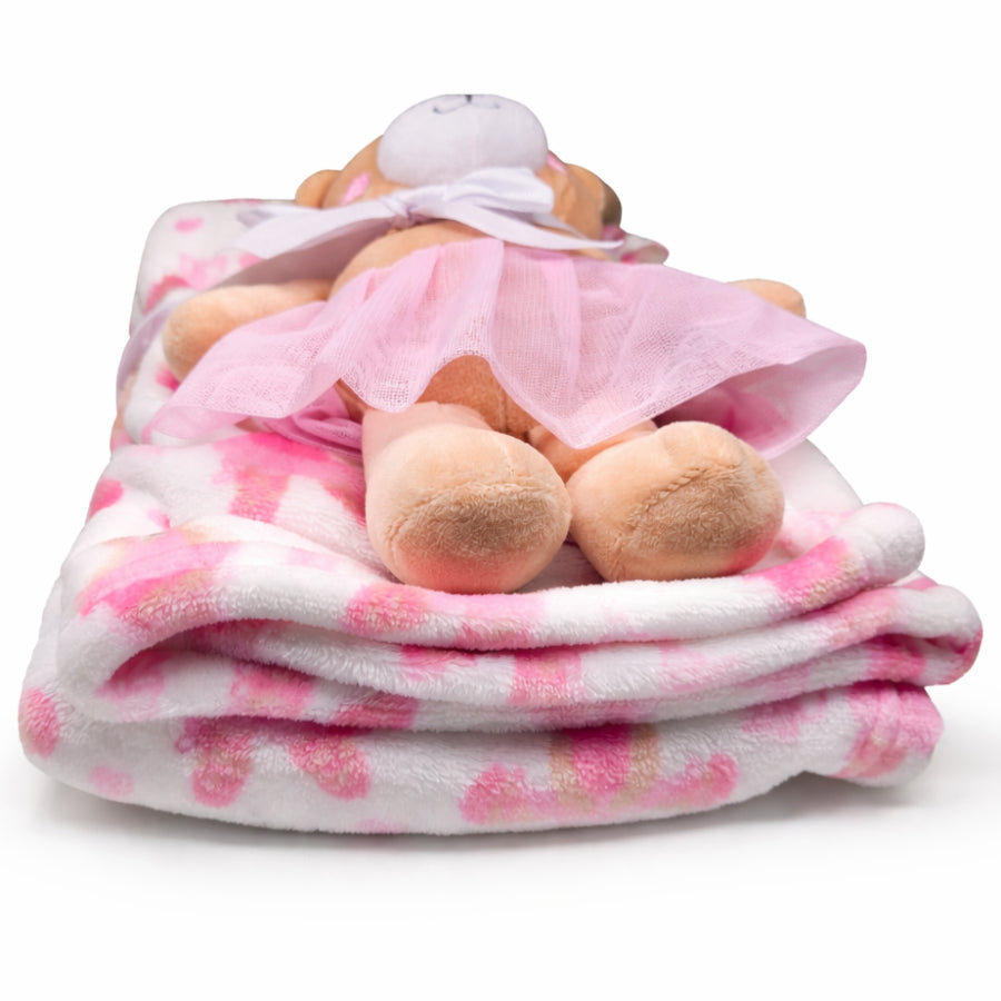 Revco - Cobija rosado con peluche | Oso