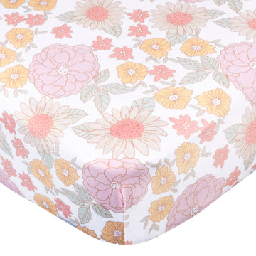 Gerber - Sabana ajustable | Flores rosa