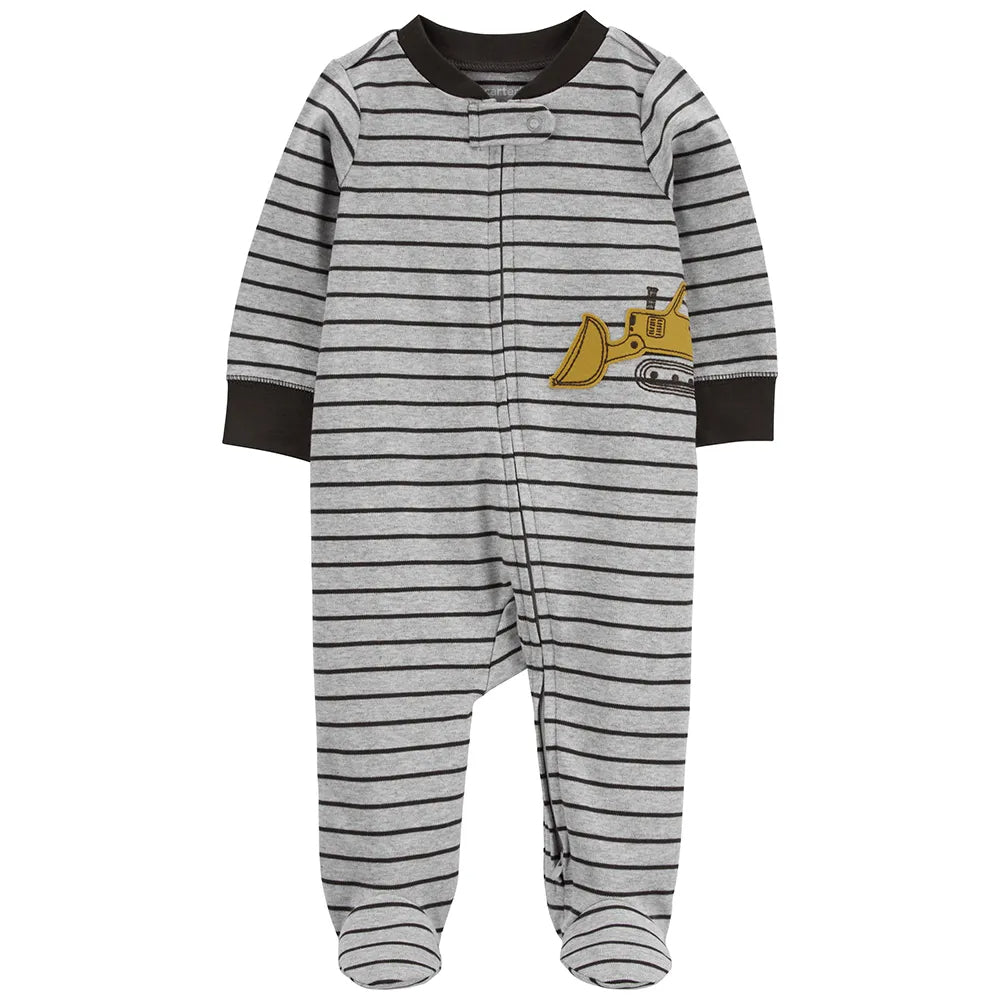Carter´s - Pijama de zipper | rayas blanco y negro