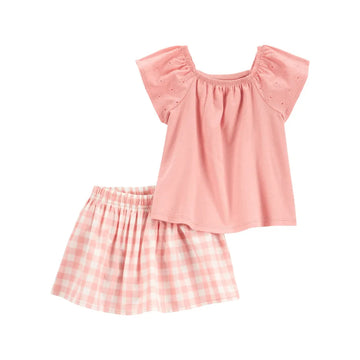 Carter´s - Conjunto de falda pantalón de cuadros vichy