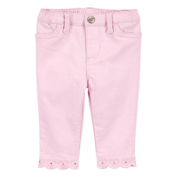 OshKosh - Jeans Tejido Con Dobladillo Bordado Rosa