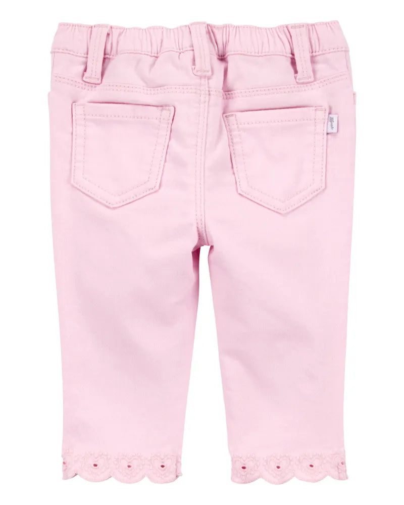 OshKosh - Jeans Tejido Con Dobladillo Bordado Rosa