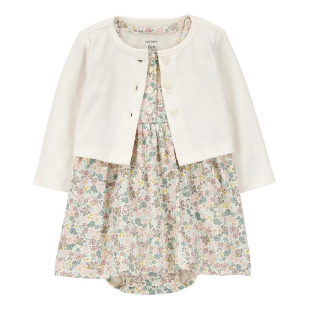 Carter´s - Conjunto 2pz de Algodón | Vestido y Saco, Diseño Floral