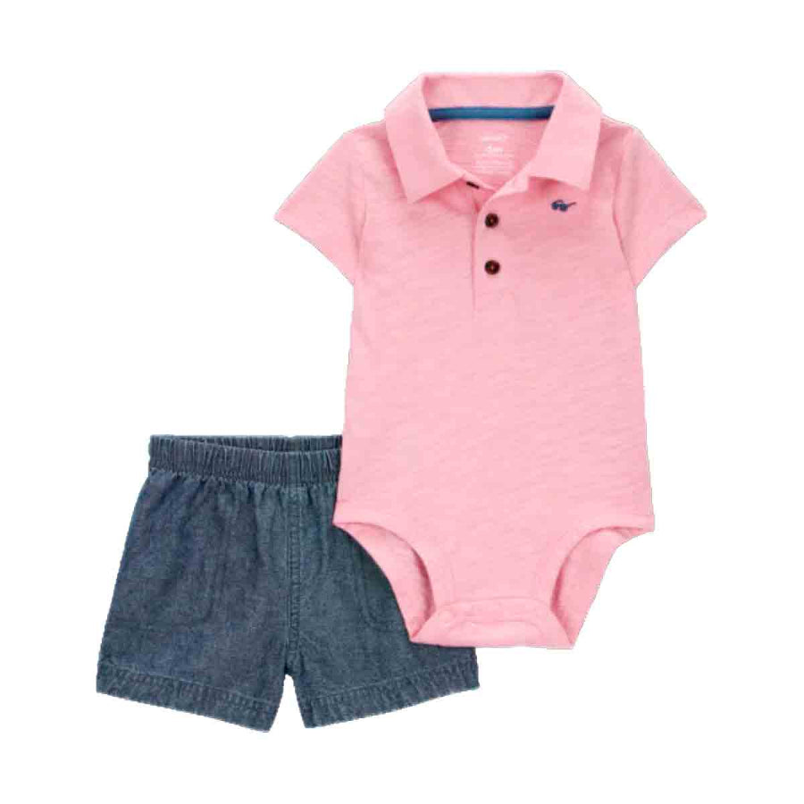 Carter´s - Conjunto de dos piezas de algodón, pantalón corto y body polo