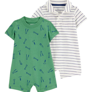 Carter´s - Romper 2pk polo | Verde y Blanco