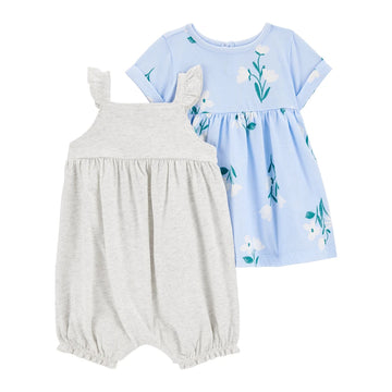 Carter´s - Conjunto 2pk para niña  | gris y azul floral