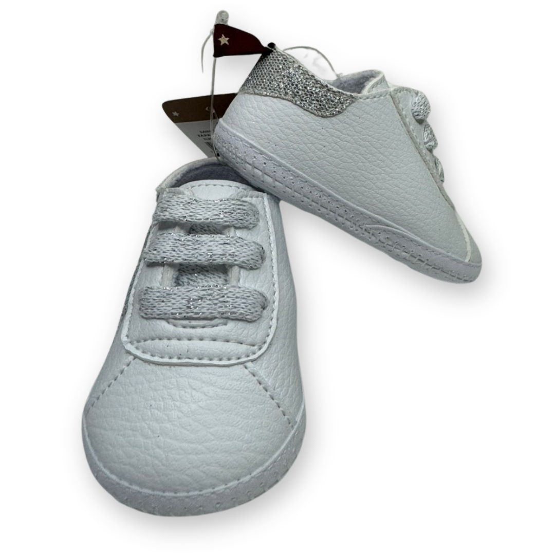 B4baby - Zapatilla para niña | blanco con brillantina