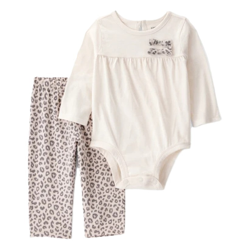 Carter´s - Body de dos piezas de manga larga y pantalón de leopardo