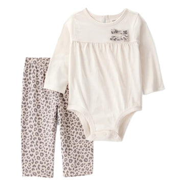 Carter´s - Body de dos piezas de manga larga y pantalón de leopardo