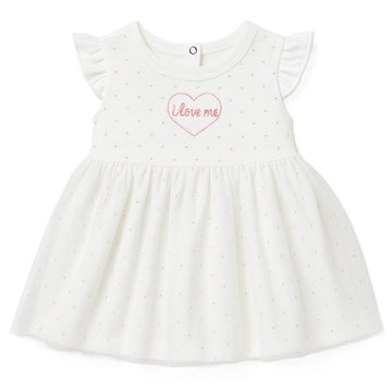B4baby - Vestido blanco con bordado I LOVE ME