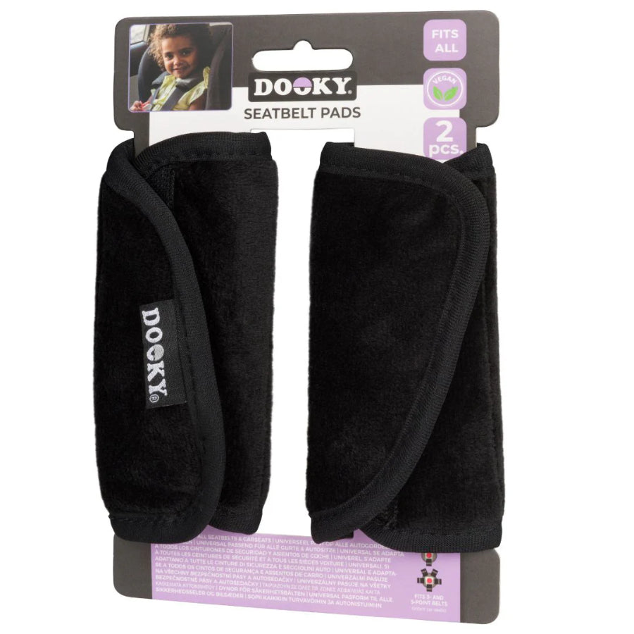 Dooky - Almohadillas para cinturón de seguridad | negras (2 uds.)