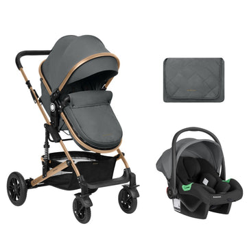 Kikkaboo - Cochecito 3 en 1 con asiento transferible | Gris obscuro