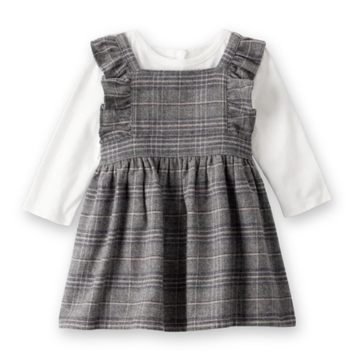 Oshkosh - Conjunto de vestido de manga larga a cuadros