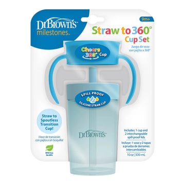 Dr. Brown's - Juego de pajita para vaso de 360° | azul