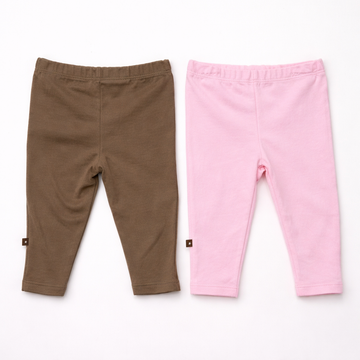 B4baby - Set de 2 pantalones para niña | rosa y café