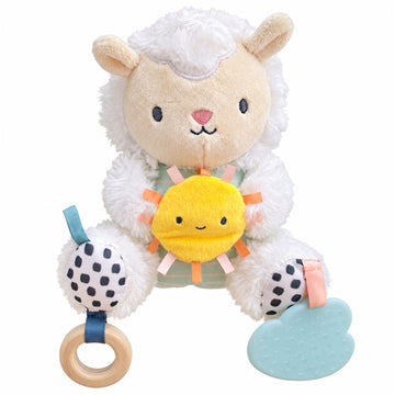 Peluche Sensorial Ovejita con Mordedor y Aro de Madera