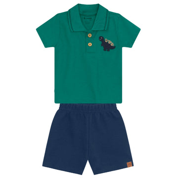 Brandili - Conjunto para bebé dinosaurio | verde y azul