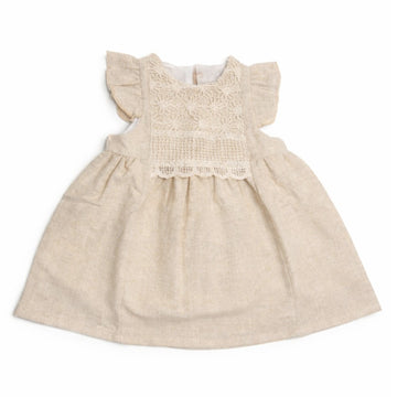 Vestido con encaje para niña | Beige