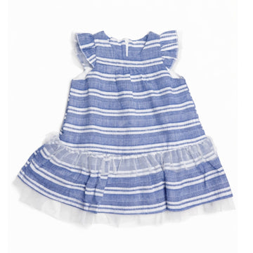 Vestido azul a rayas para niña