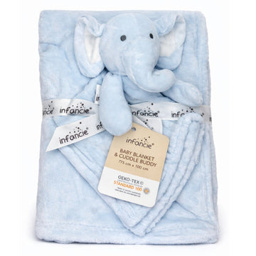 Manta para bebé y compañero de abrazos | Elefante Celeste