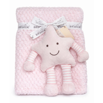 Manta con peluche de apego | Rosa