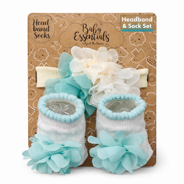 Set de par de calcetines y bincha blancos para bebé niña
