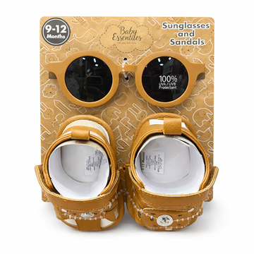 Set de sandalias y lentes para sol | café