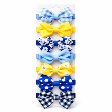 Set de 7 lazos | celeste y amarillo