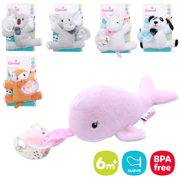 Genial - Peluche porta chupetes| Variedad