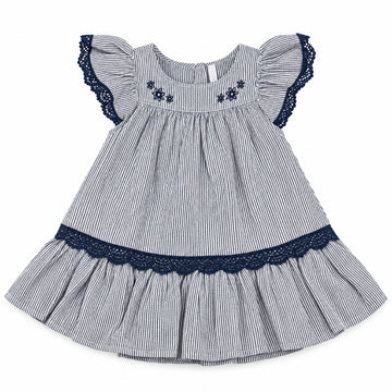 Vestido azul bordado