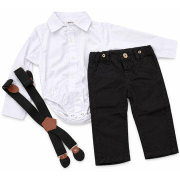 Conjunto de camisa, short y tirantes | negro