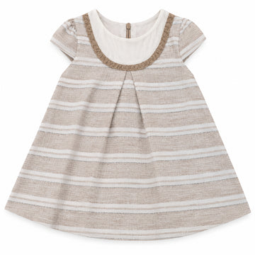 Vestido Elegante para Niña a Rayas con Cuello