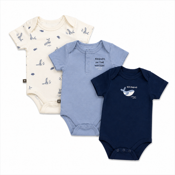 B4Baby - Conjunto de 3 bodys | Ballena