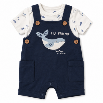 B4Baby - Conjunto de 2 piezas overal  | Ballena