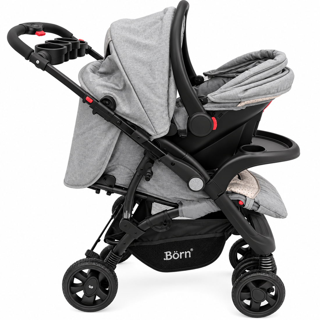 Born - Coche con portabebe (gris)