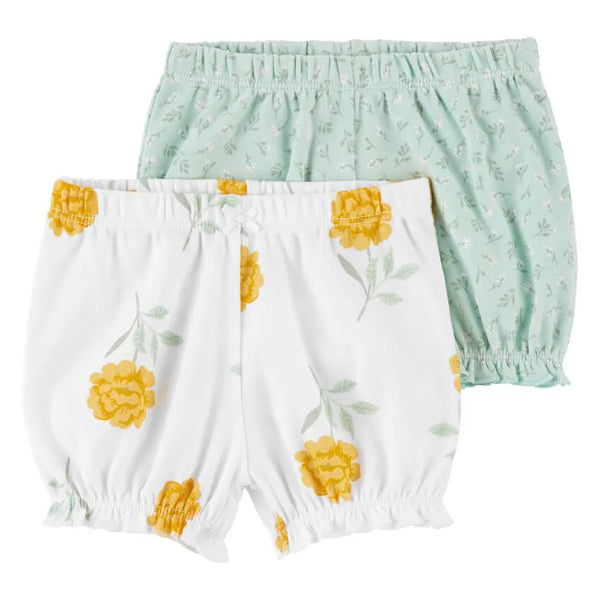 carter´s-PANTALON CORTOS/SP23 I G 2PK SHORTS MINT-YELLOW FLORAL LBB