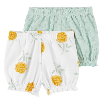 carter´s-PANTALON CORTOS/SP23 I G 2PK SHORTS MINT-YELLOW FLORAL LBB