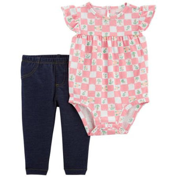 Conjunto rosado floral 