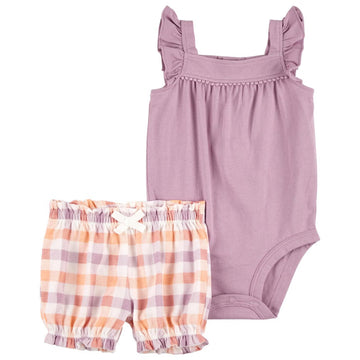 Carter´s - Conjunto de 2 piezas de body y pantalón corto a cuadros | 0-6M