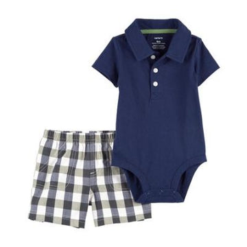 ENTERIZO /I B BSSS NAVY PLAID POLO     TALLA NB